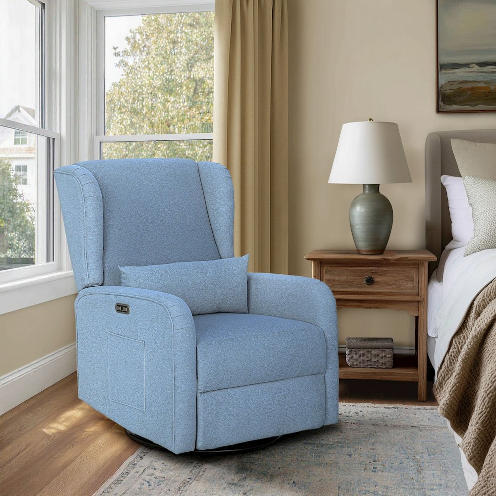 Candace Power Recliner 3-in-1 with Swivel, Glider, Charging Station. Picture 1