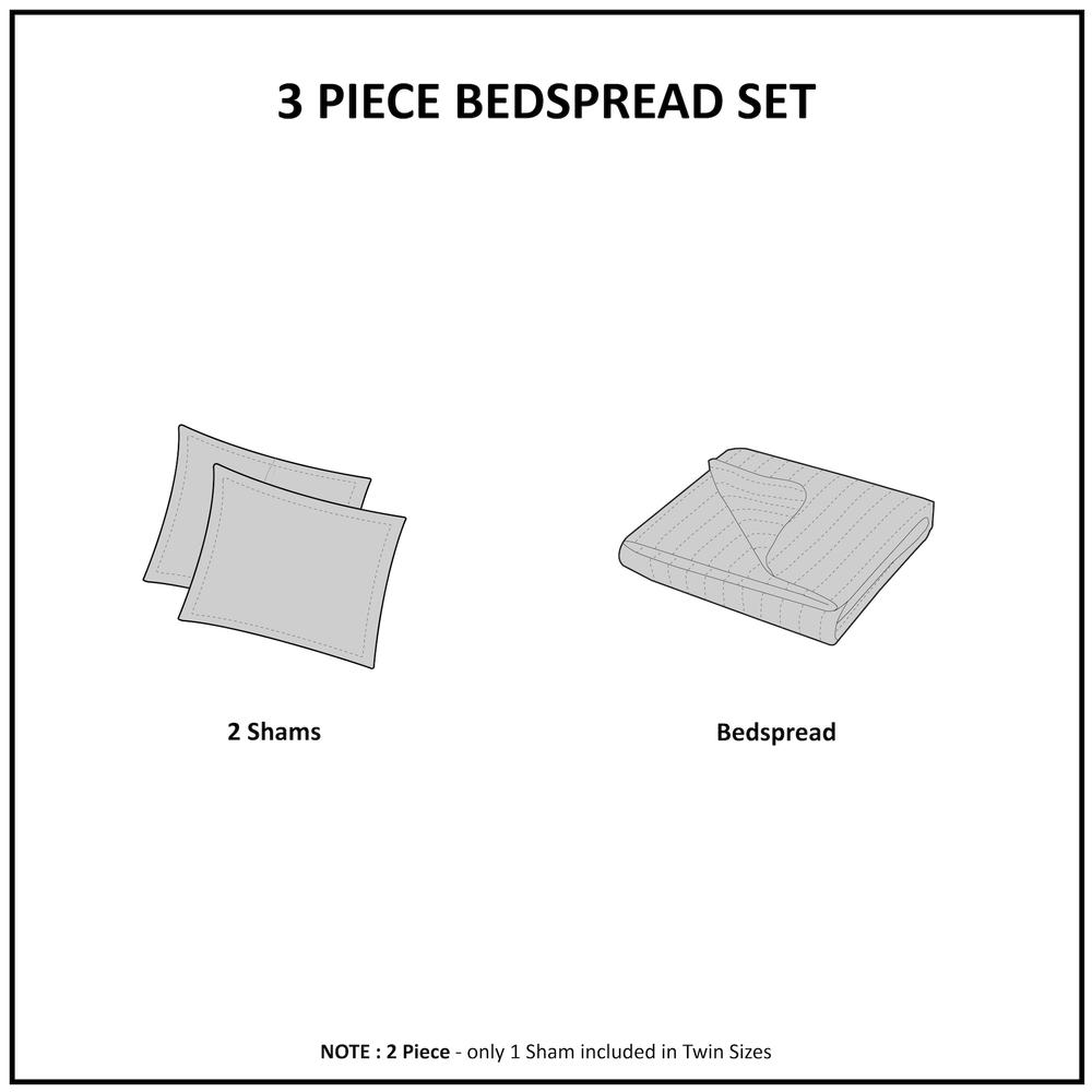 Quebec 3 Piece Reversible Bedspread Set, Cream color. Picture 4