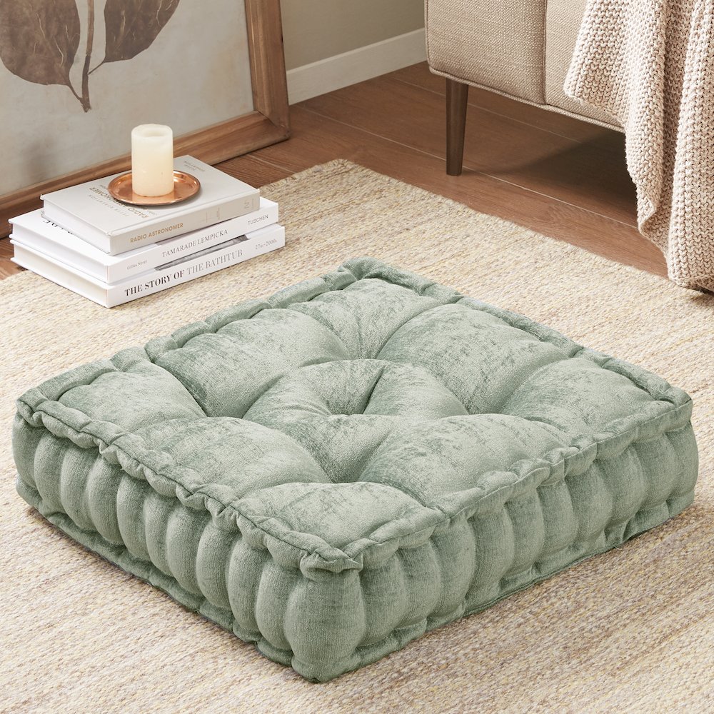 Azza Poly Chenille Square Floor Pillow Cushion Compress Pack. Picture 1