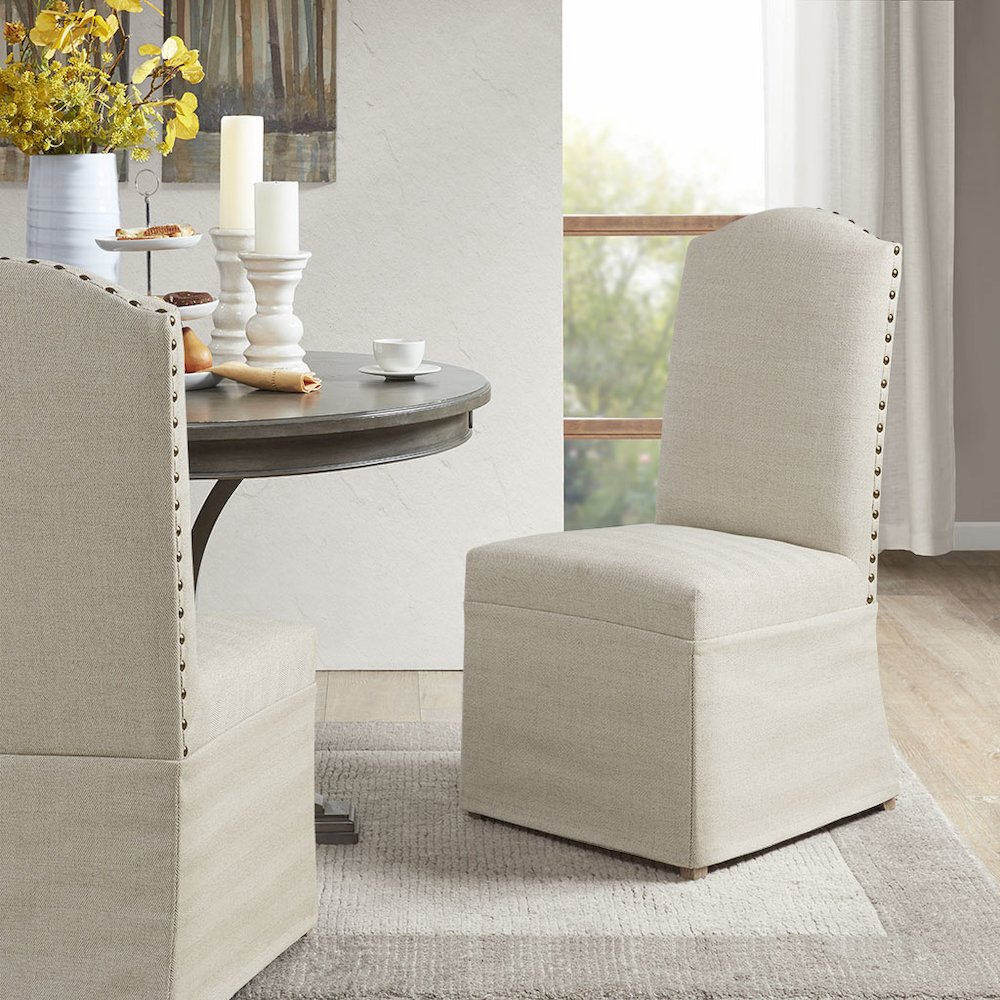 Set of 2 High Back Dining Chairs with Skirts. Picture 5