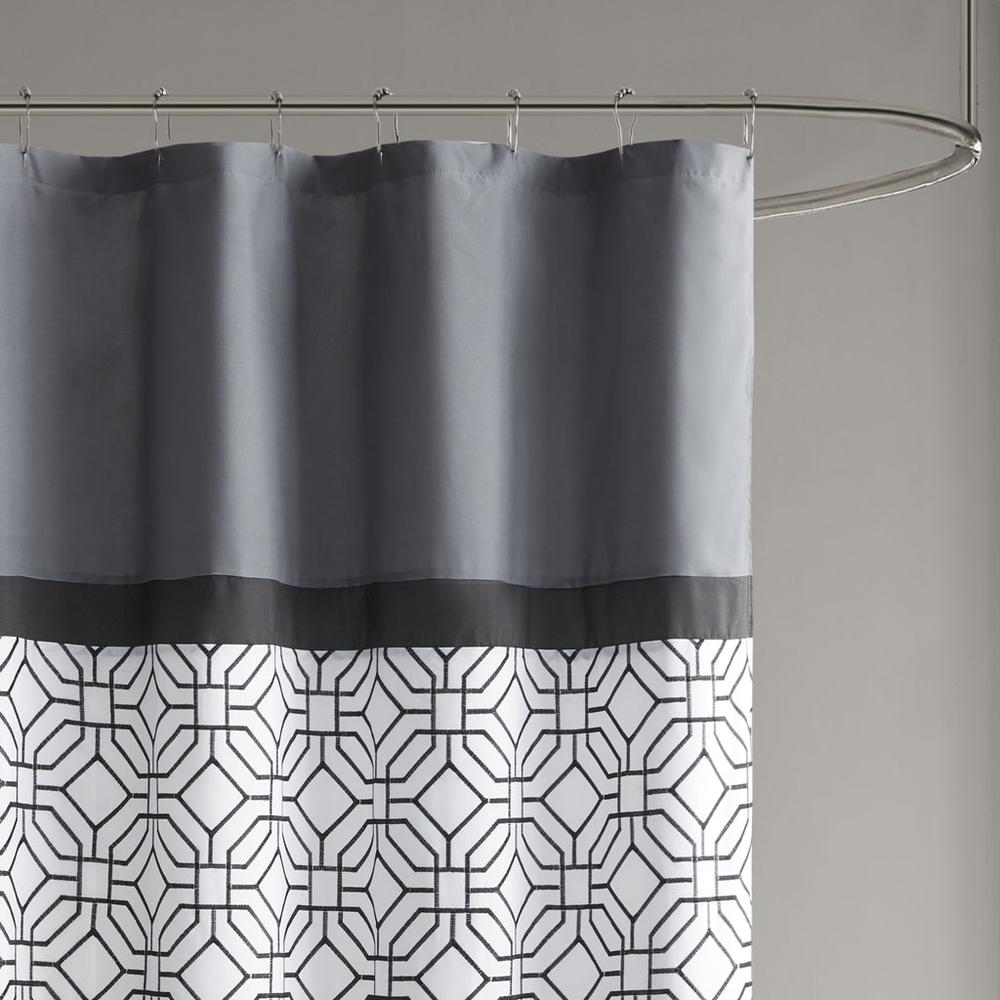 Embroidered and Pieced Shower Curtain. Picture 2