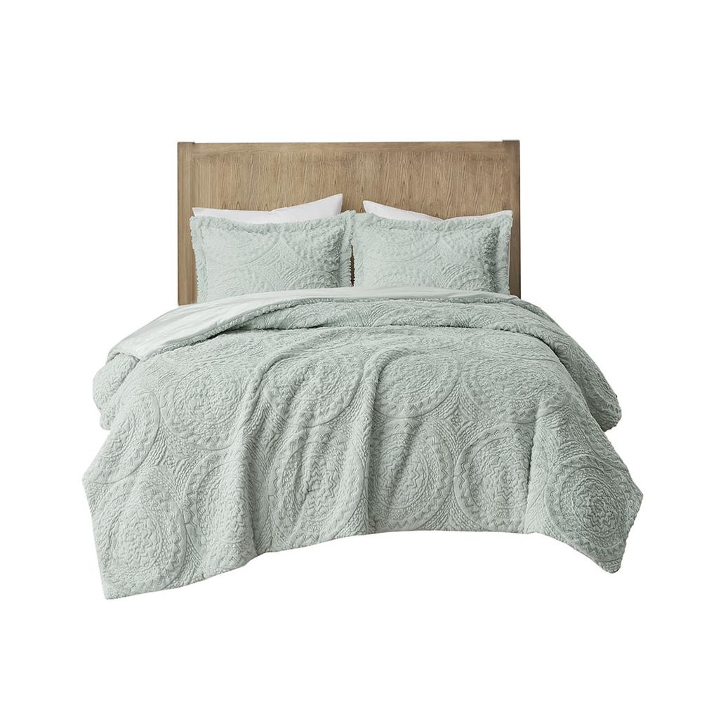Embroidered Medallion Faux Fur Ultra Plush Comforter Mini Set. Picture 2