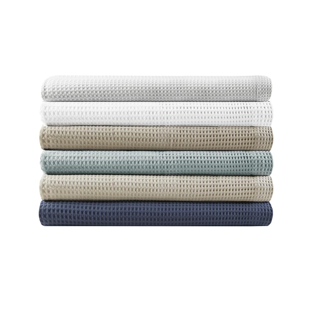 Cotton Waffle Weave Cotton Blanket, Aqua color. Picture 3