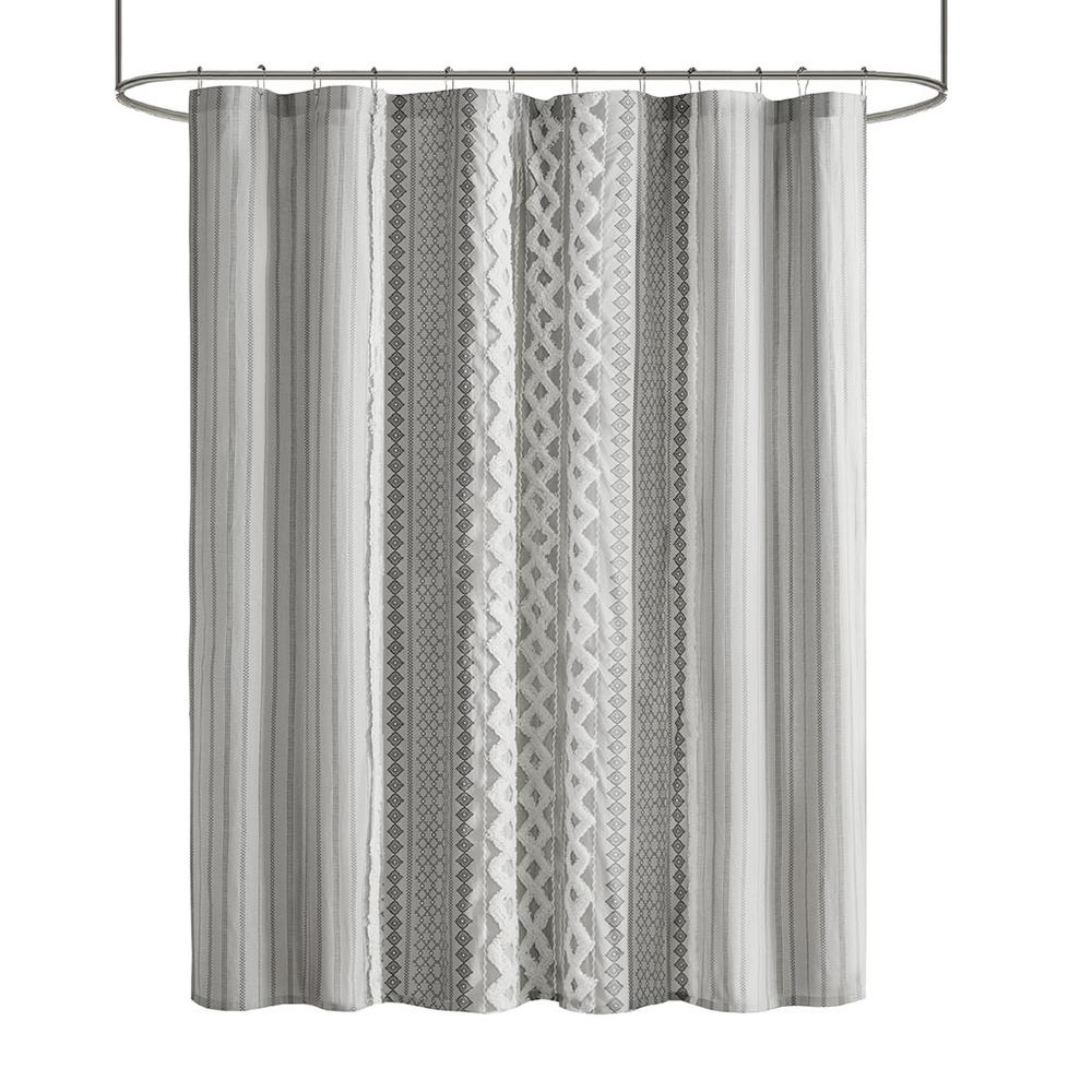 Cotton Printed Shower Curtain with Chenille. Picture 3