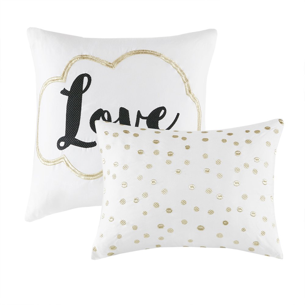 Raina Metallic Printed Comforter Set, Ivory/Gold color. Picture 5