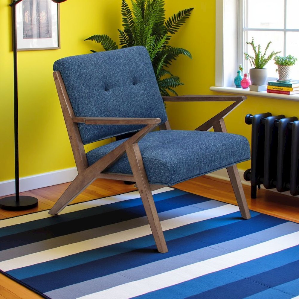 Blue Accent Chair – Upholstered Lounge Chair for Bedroom or Living Room. Picture 2