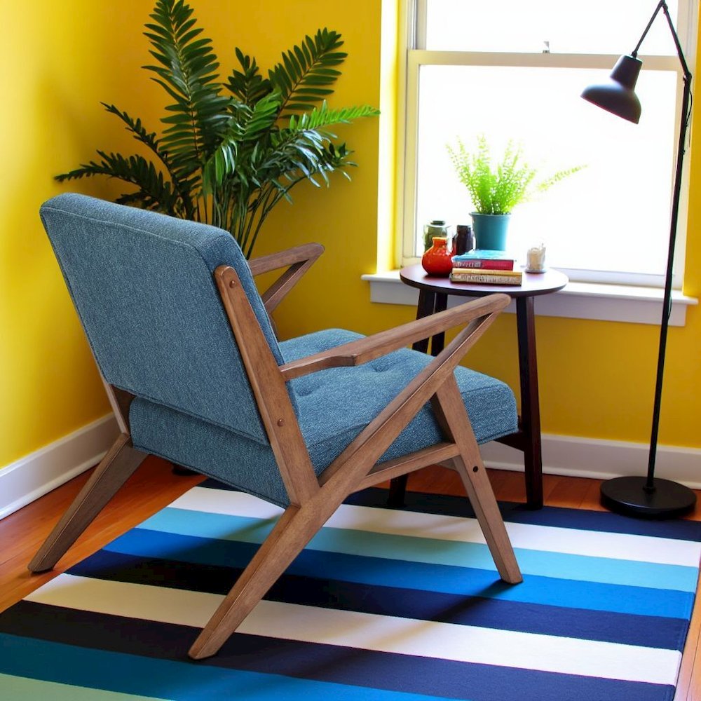 Blue Accent Chair – Upholstered Lounge Chair for Bedroom or Living Room. Picture 3