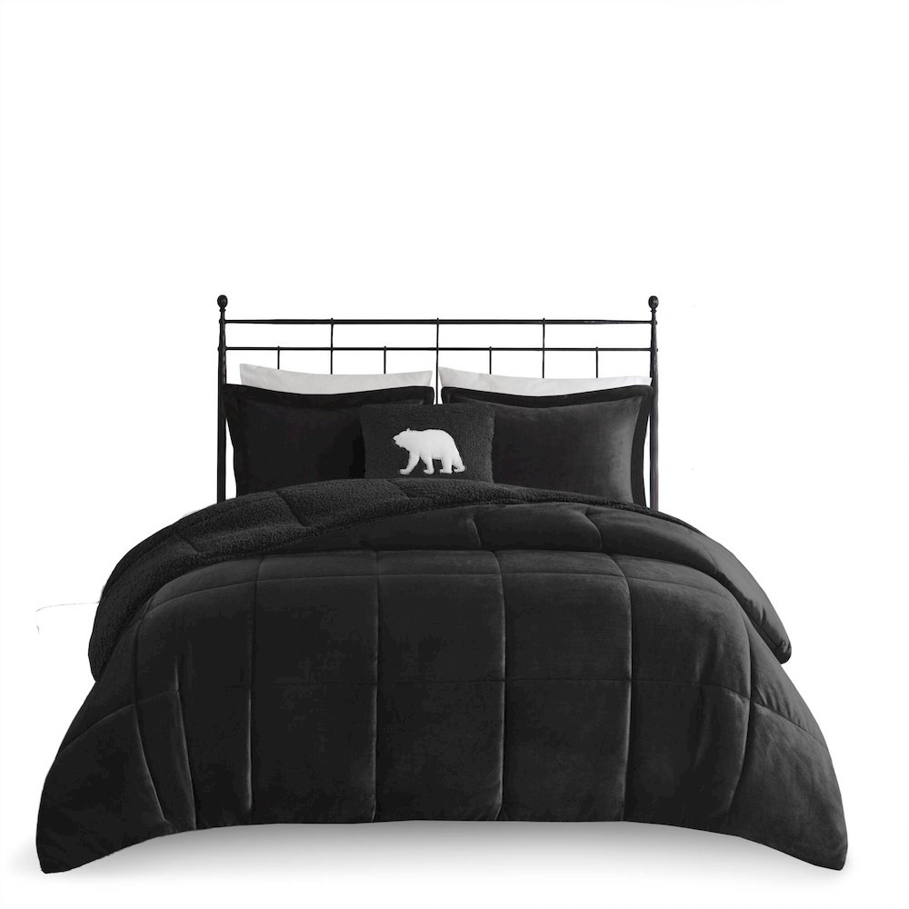 Plush to Sherpa Down Alternative Comforter Set. Picture 1