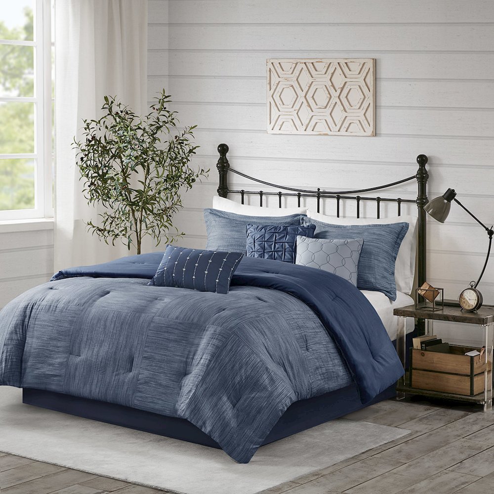 7 Piece Printed Seersucker Comforter Set. Picture 4