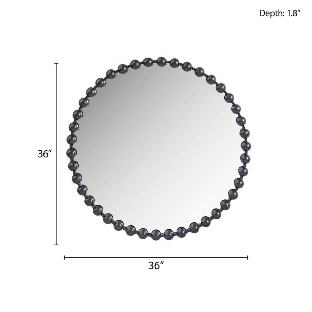 Beaded Round Wall Mirror 36"D. Picture 5