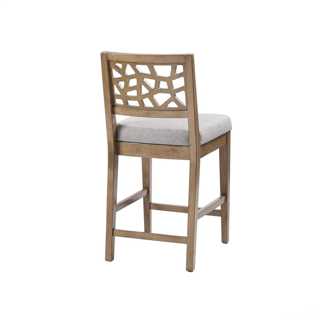 Gray Upholstered Counter Stool with Solid Wood Legs for Kitchen Islands. Picture 4