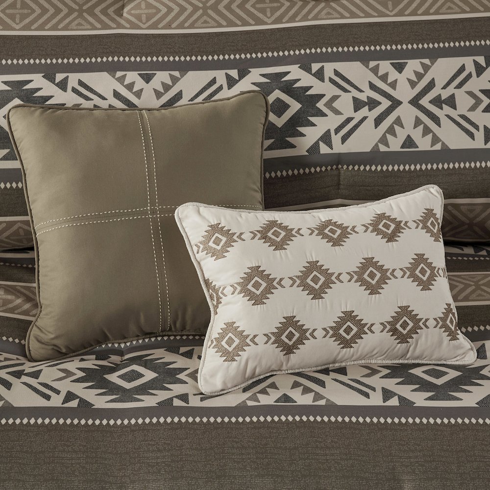 5 Piece Stripe Herringbone Comforter Set with Throw Pillows. Picture 5