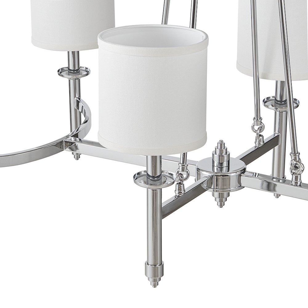 Elegenza 6-light Chandelier with Fabric Drum Shades in Chrome Color. Picture 2