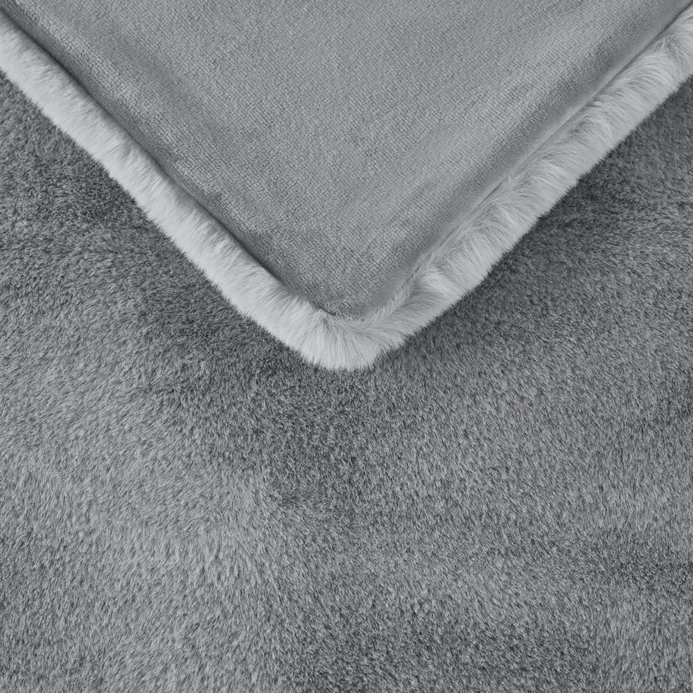 Solid Premium Faux Fur Throw. Picture 3