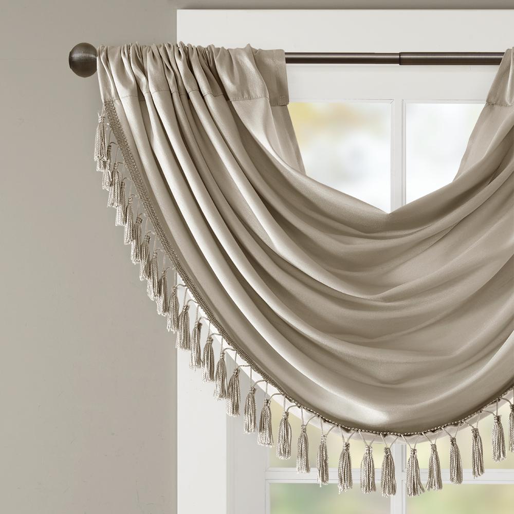 Faux Silk Waterfall Embellished Valance. Picture 5