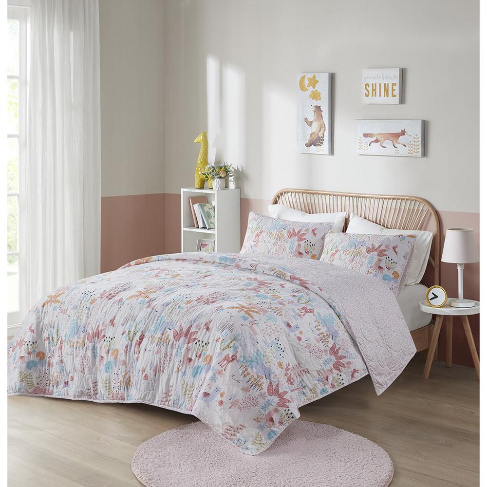 Woodland Animals Reversible Cotton Quilt Set. Picture 4