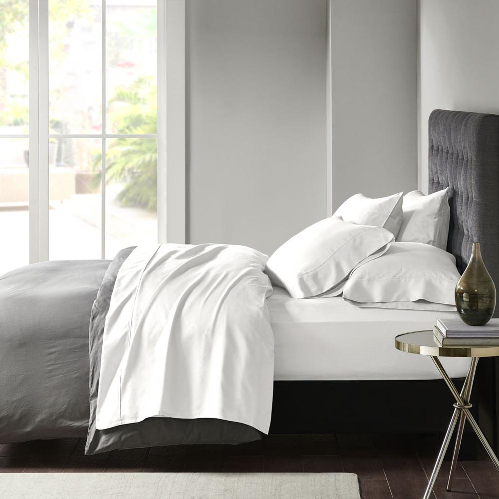 800 Thread Count Cotton Blend Sateen Sheet Set, White color. Picture 4