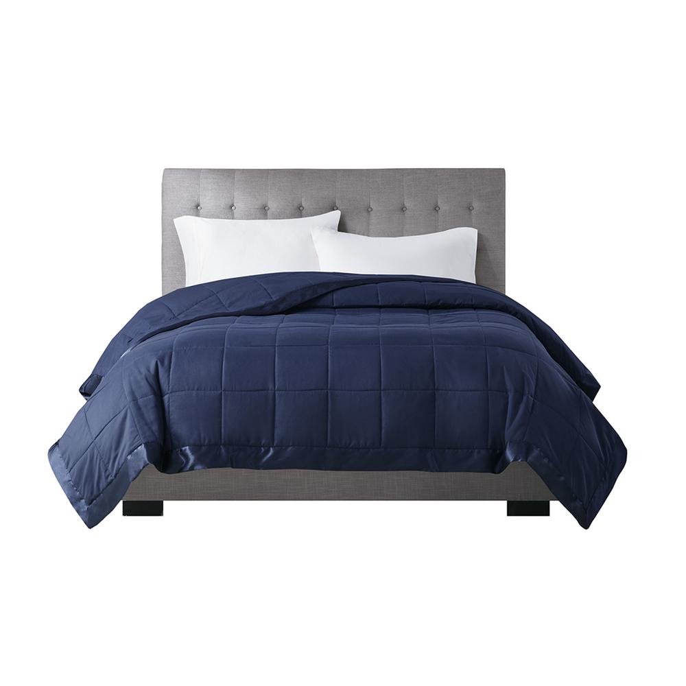 Lightweight Down Alternative Blanket with Satin Trim. Picture 5