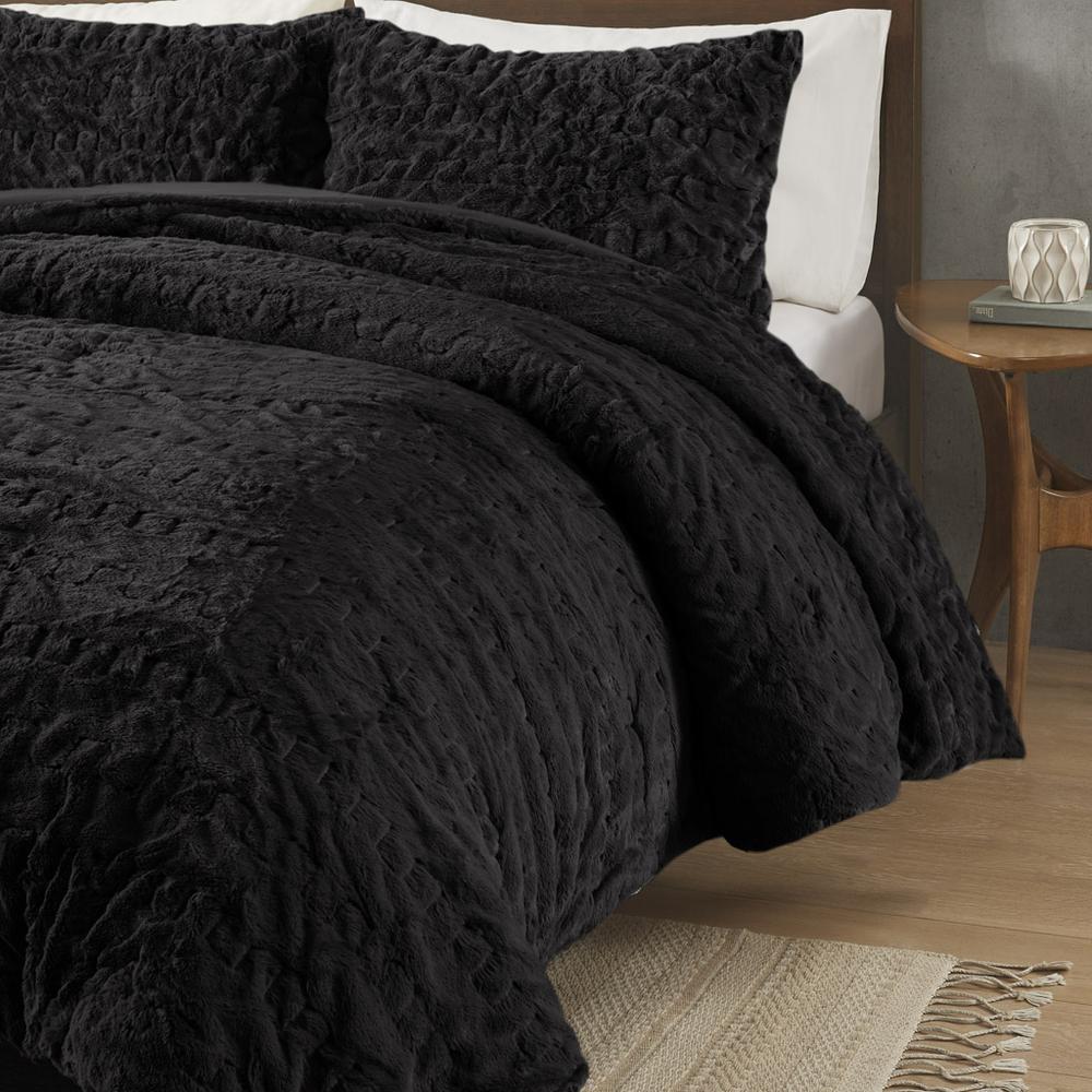 Ruched Fur Down Alternative Comforter Set. Picture 2