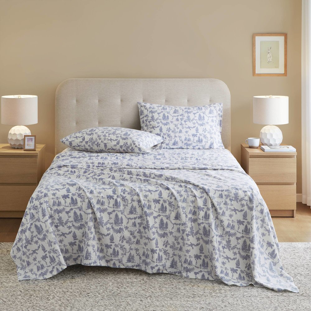 Cozy Flannel 100% Cotton Flannel Printed Sheet Set, Toile pine trees color. Picture 5