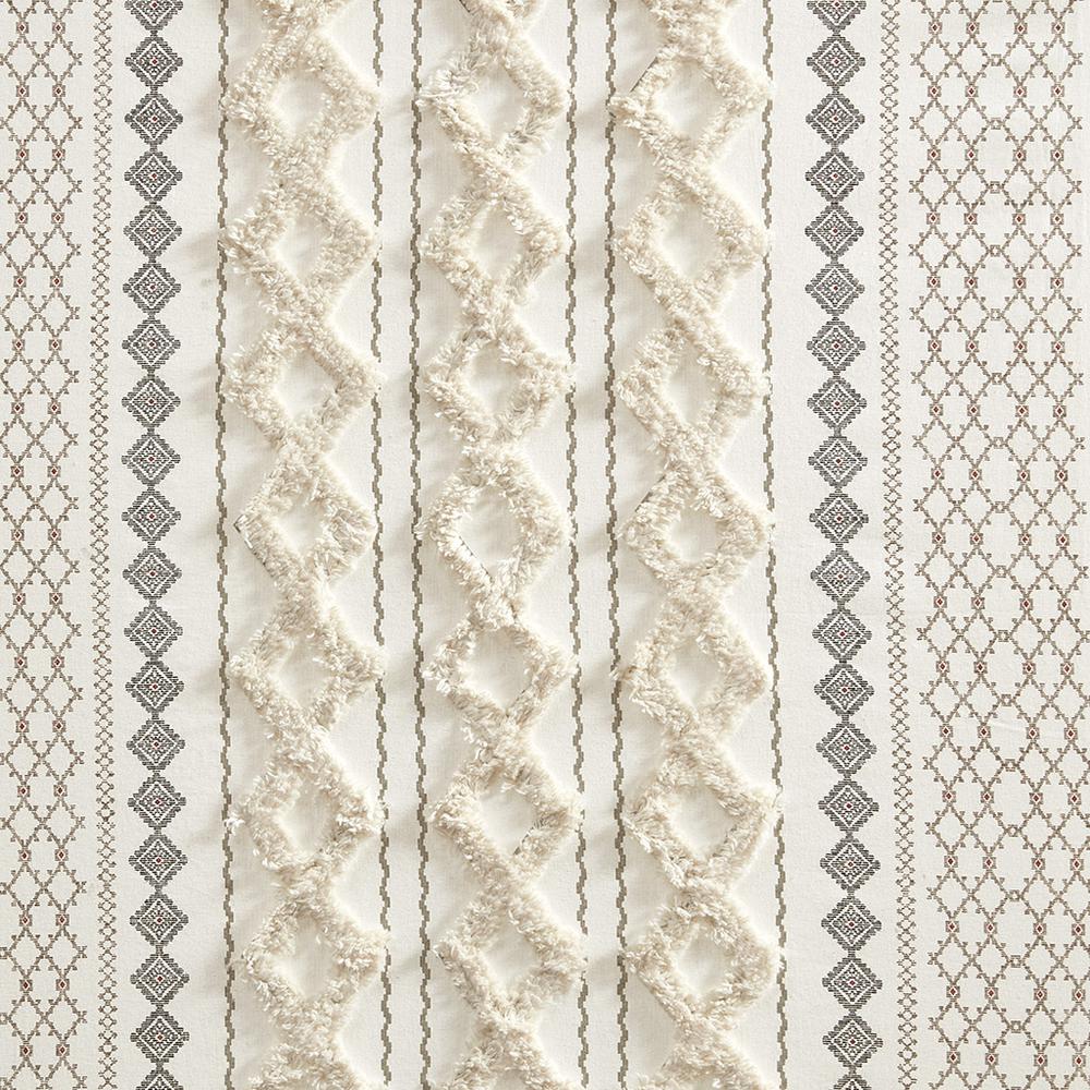 Cotton Printed Curtain Panel with Chenille Stripe and Lining. Picture 3