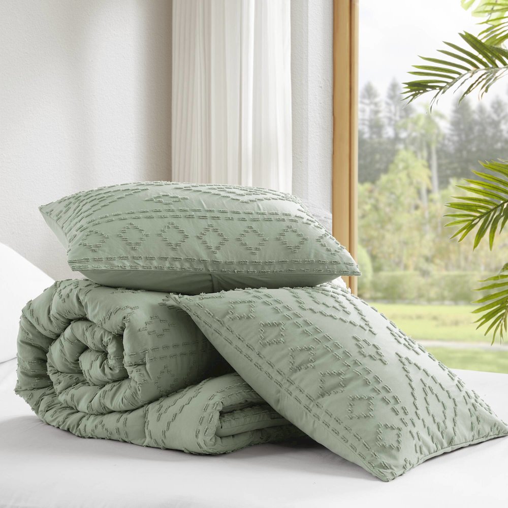 Gigi Comforter Mini Set, Sage Green color. Picture 3