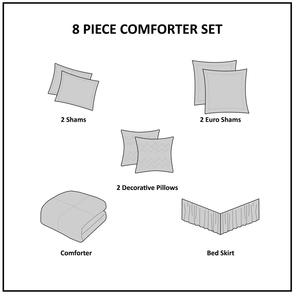 Ramsey Embroidered 8 Piece  Comforter Set, Neutral color. Picture 2