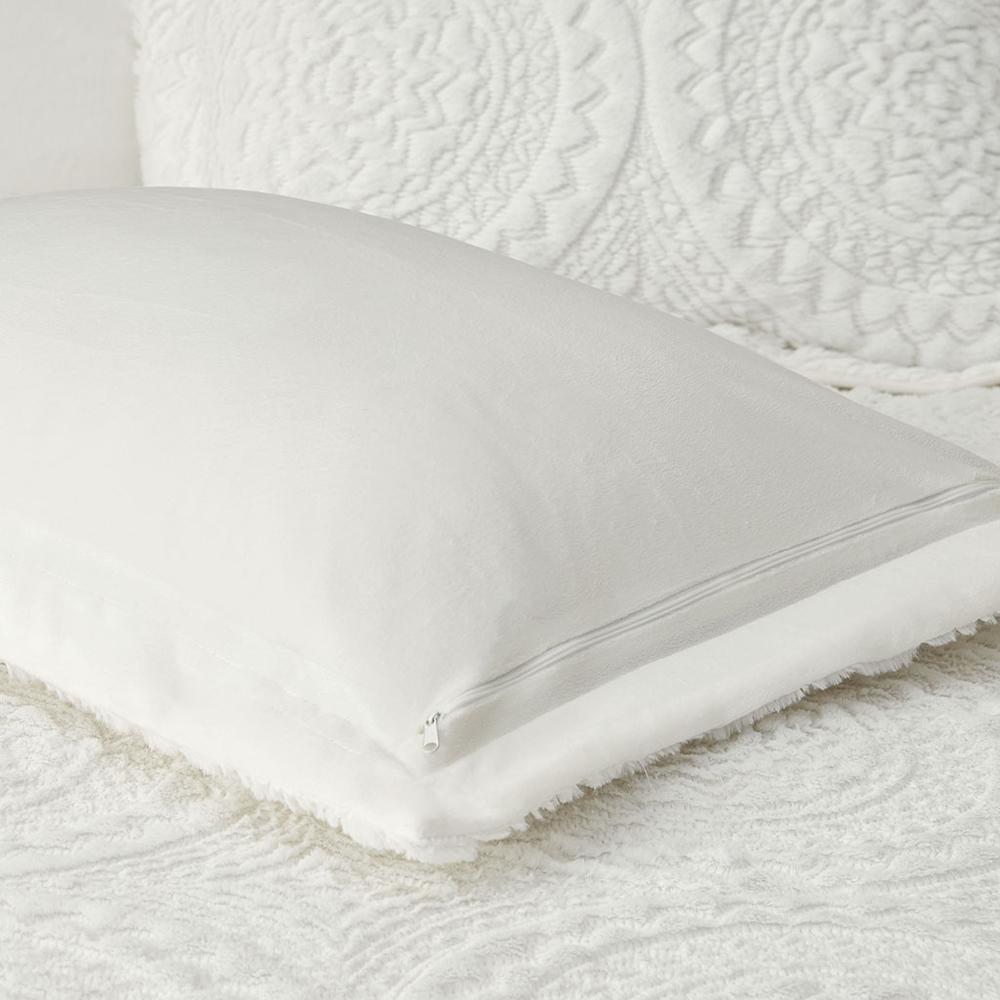 Embroidered Medallion Faux Fur Ultra Plush Comforter Mini Set. Picture 1
