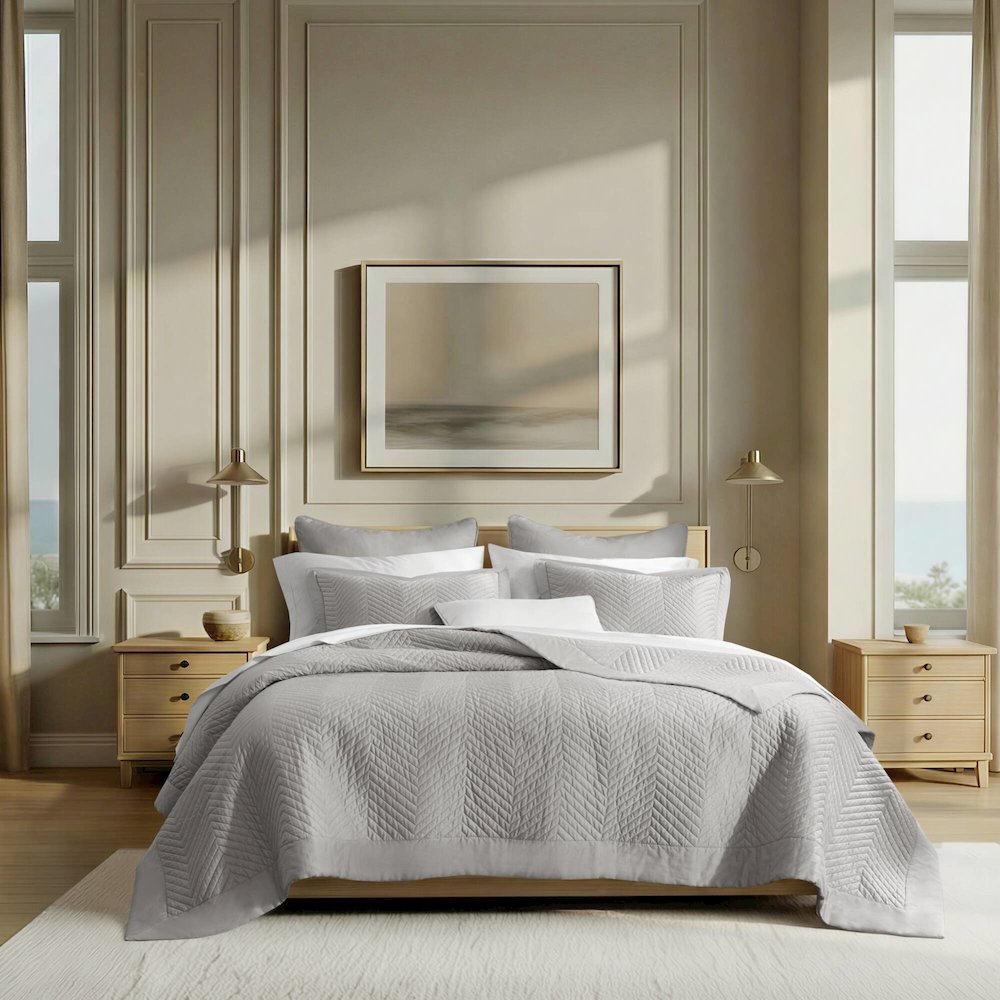 Liam Hotel 3 Piece Cotton Quilt Set. Picture 1