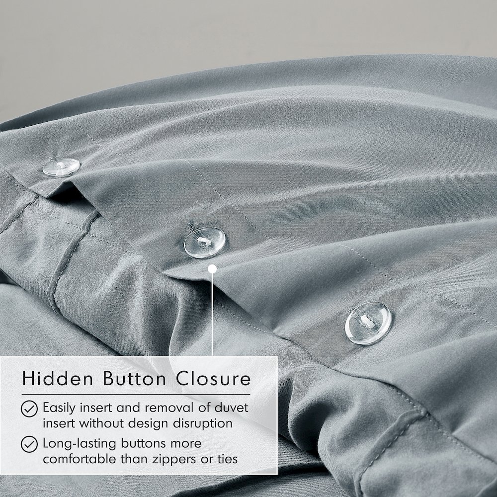 Porter Soft Washed Pleated Duvet Cover Set, Blue/Grey color. Picture 4