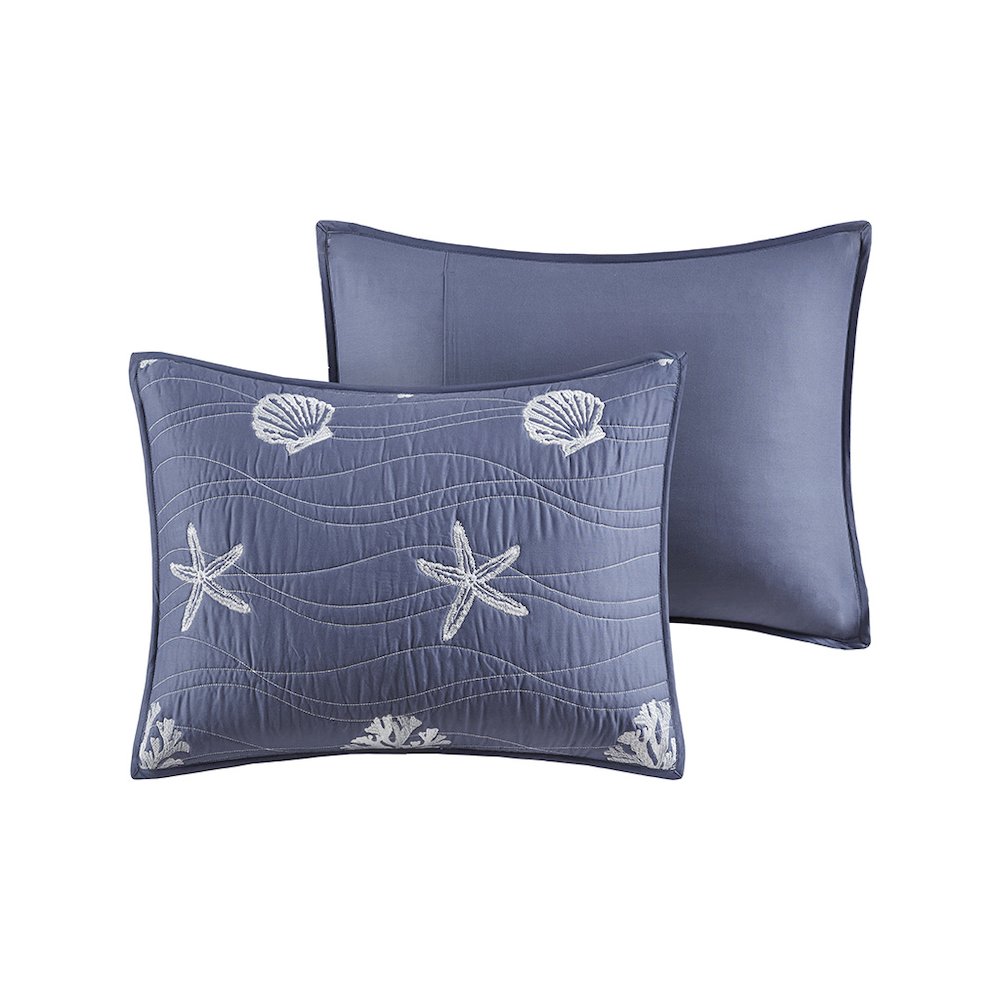4 Piece Cotton Reversible Embroidered Quilt Set with Throw Pillow. Picture 1