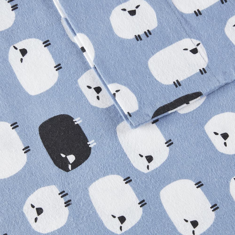 Flannel Sheet Set, Blue Sheep color. Picture 1