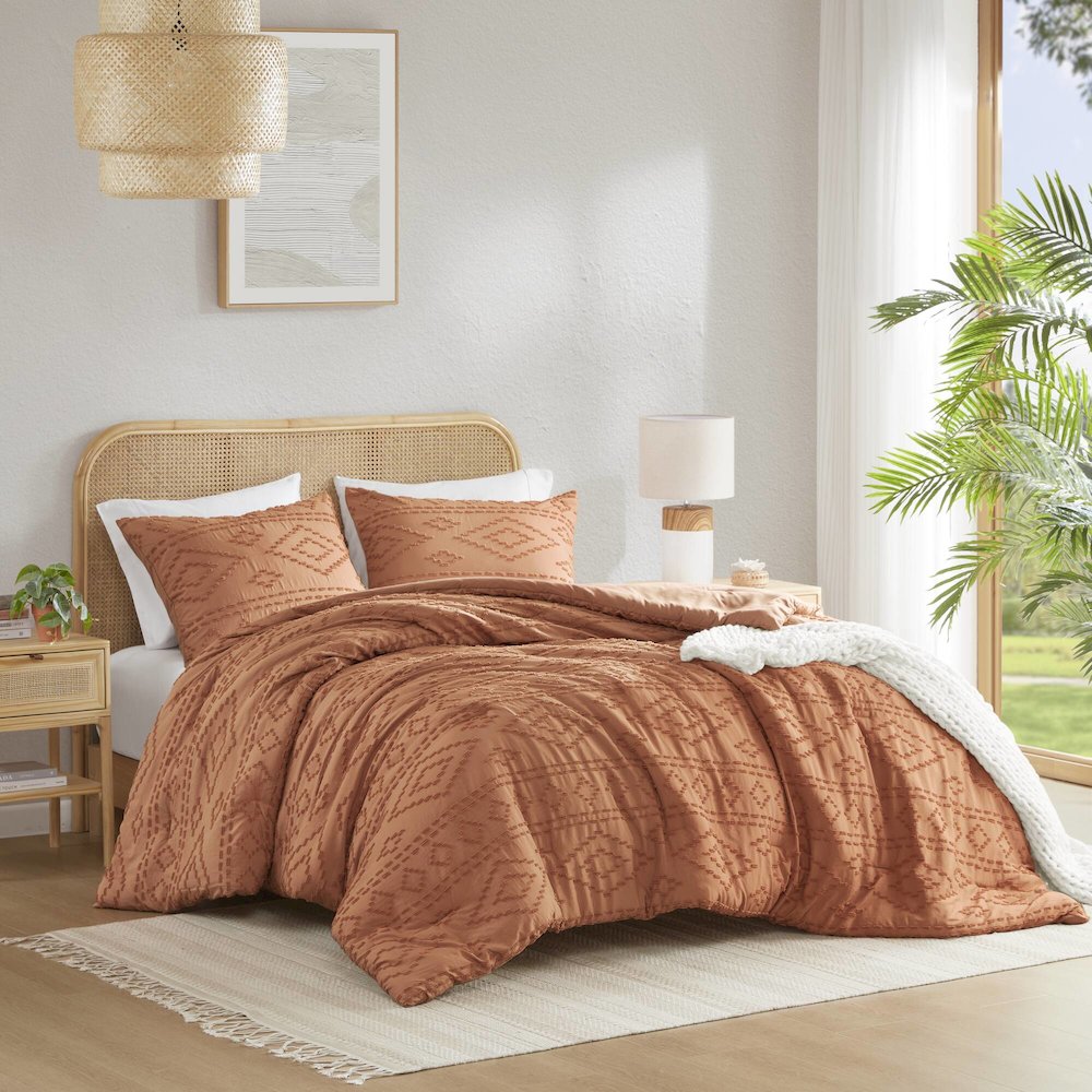 Gigi Comforter Mini Set, Terracotta color. Picture 2