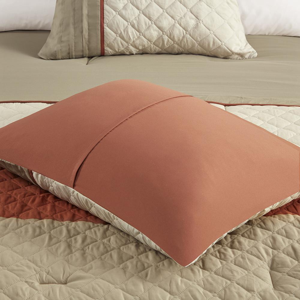 7 Piece Color Block Stripe Comforter Set with Throw Pillows. Picture 3