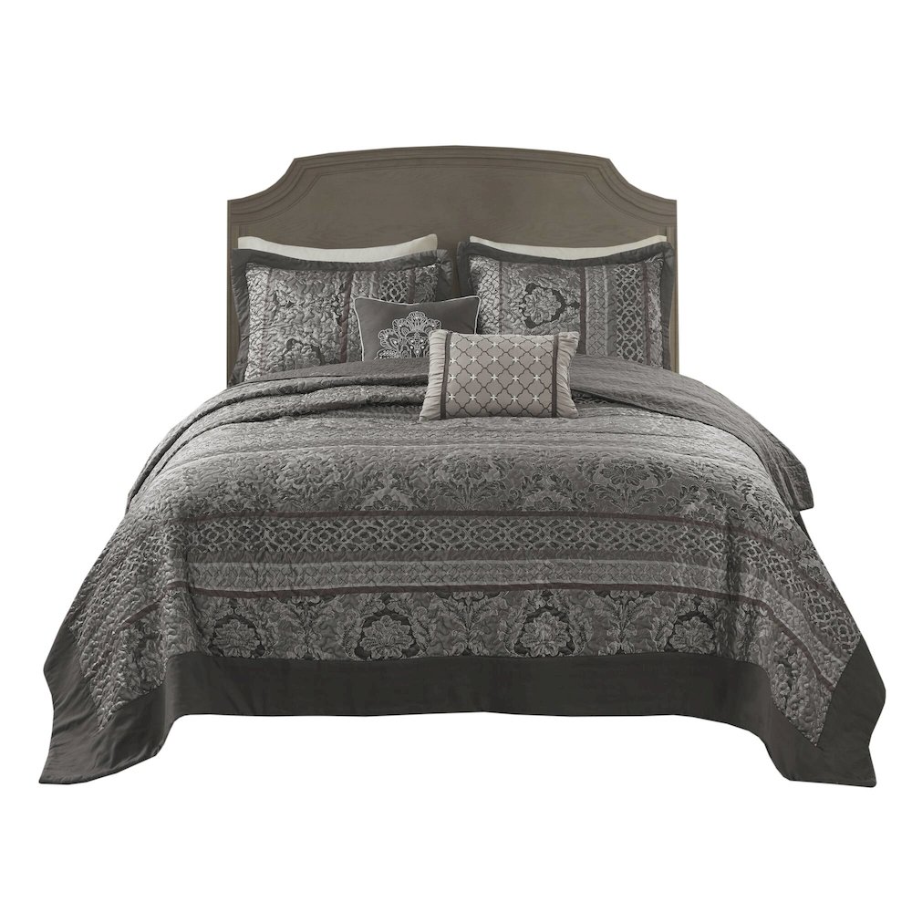 5 Piece Reversible Jacquard Bedspread Set. Picture 1