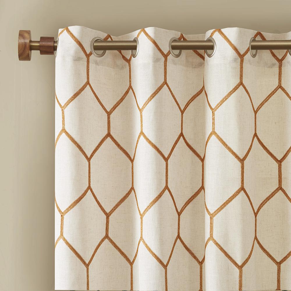 Metallic Geo Embroidered Curtain Panel. Picture 1