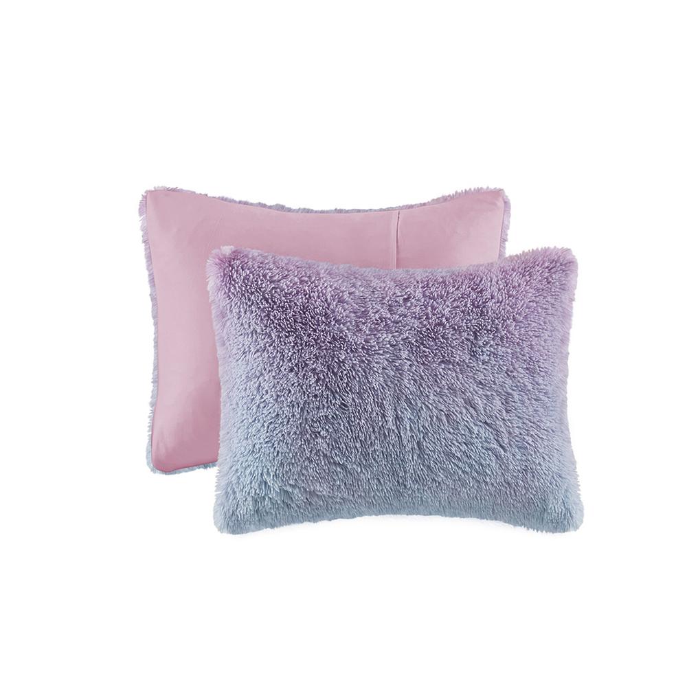 Ombre Shaggy Faux Fur Comforter Set. Picture 1