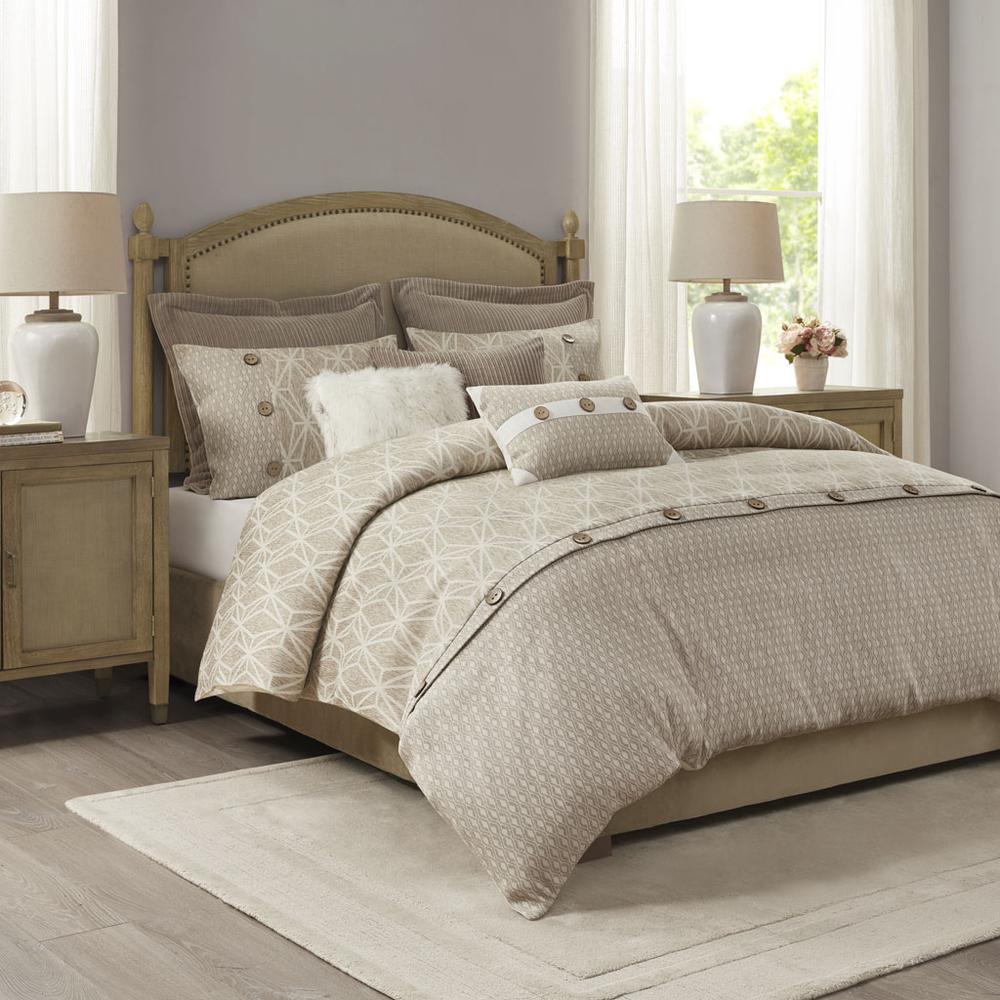 9 Piece Geometric Oversized Jacquard Comforter Set. Picture 5