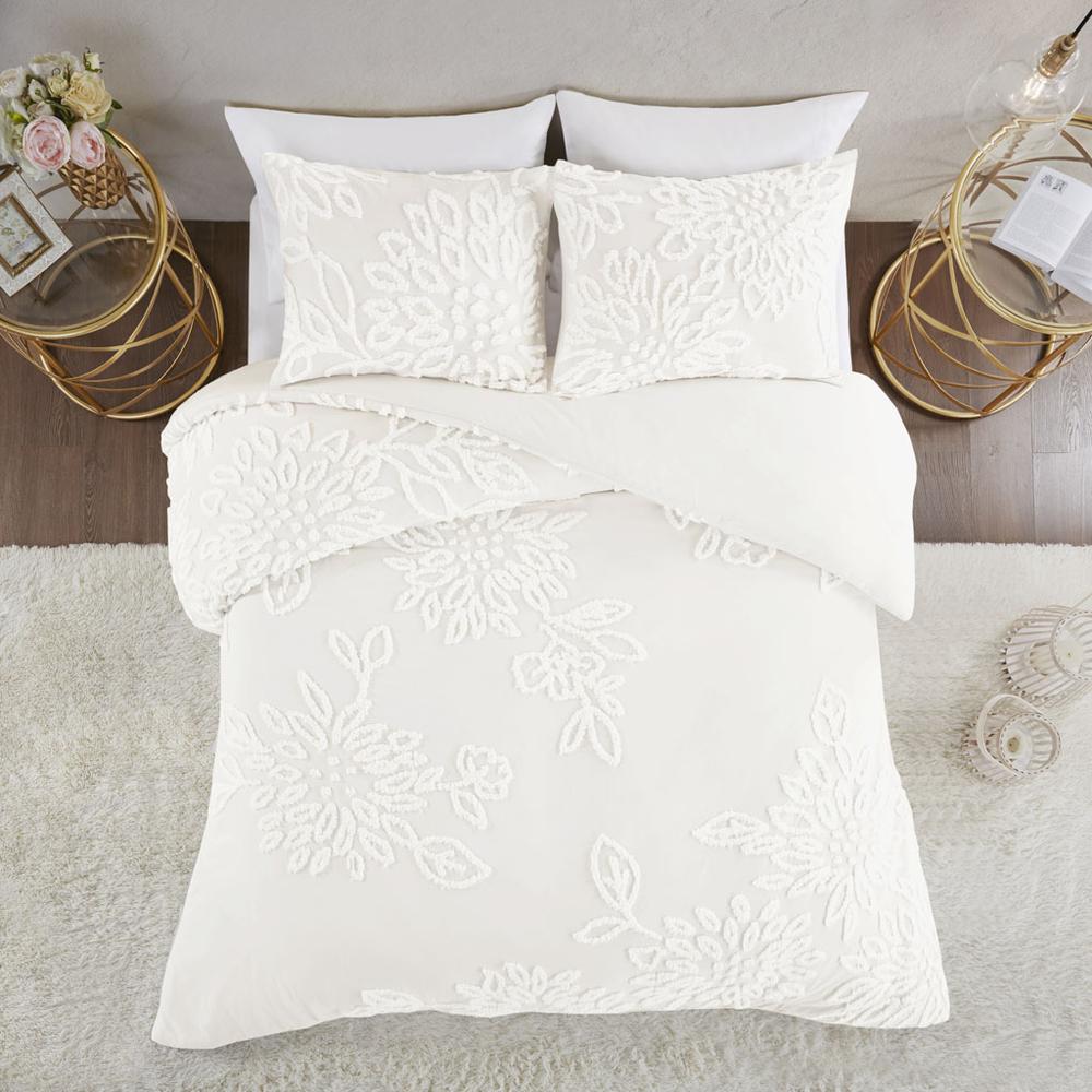 3 Piece Tufted Cotton Chenille Floral Duvet Cover Set. Picture 4