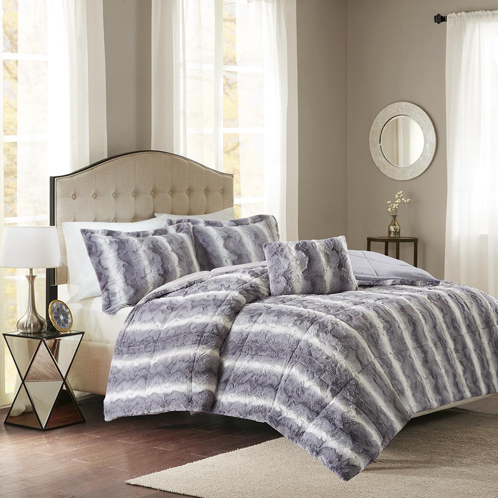 4PC Faux Fur Comforter Set. Picture 1