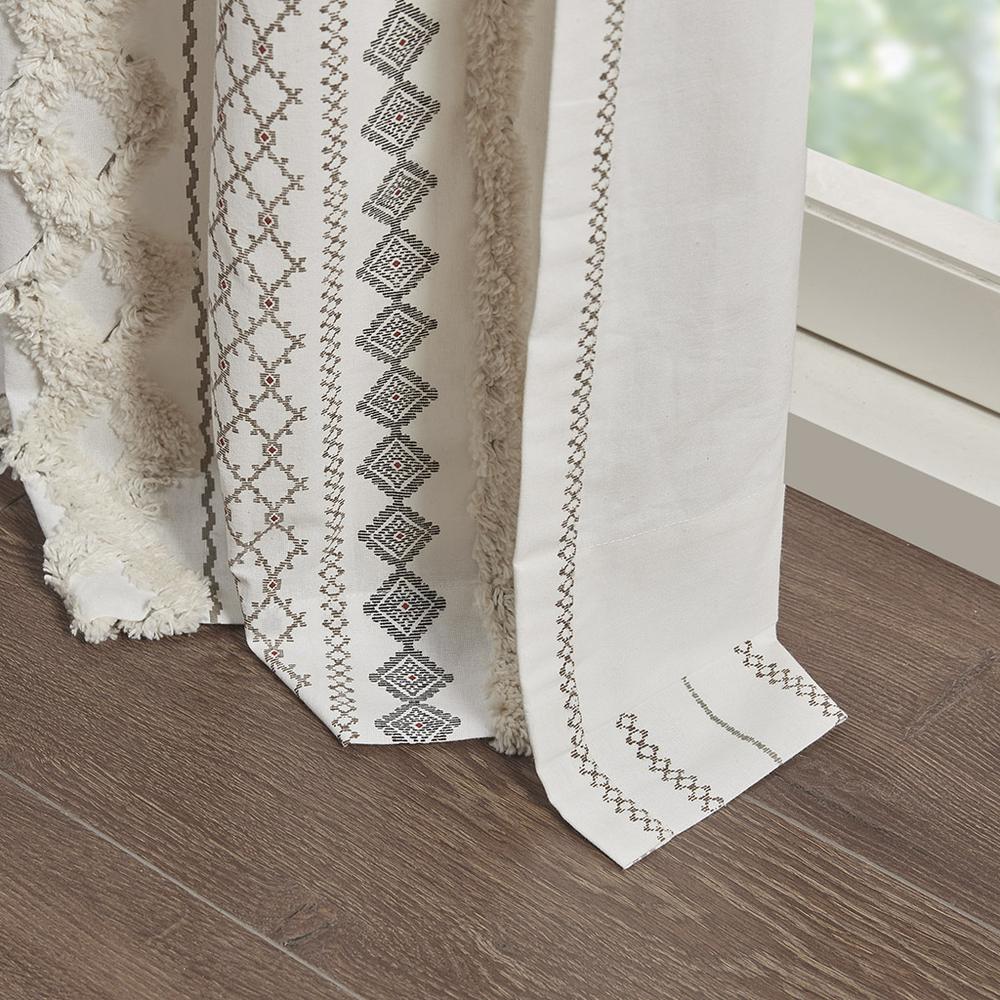 Cotton Printed Curtain Panel with Chenille Stripe and Lining. Picture 5