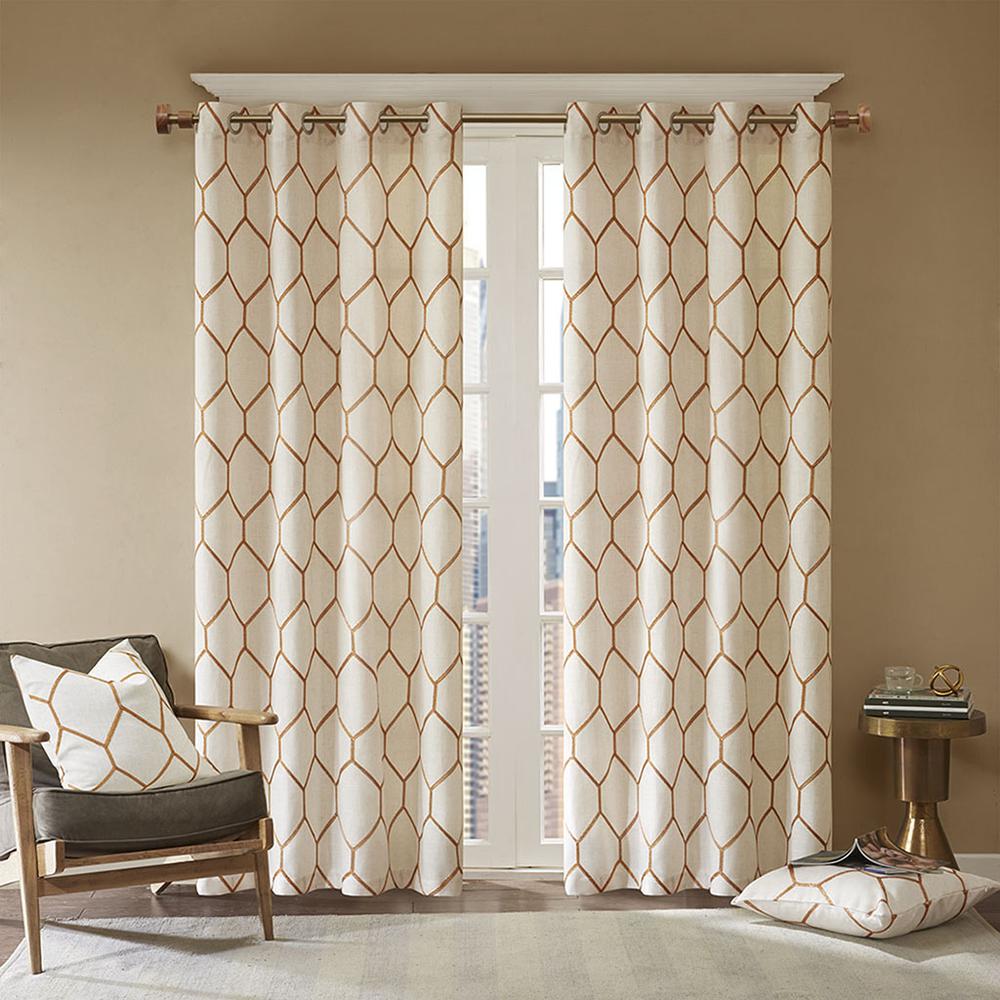 Metallic Geo Embroidered Curtain Panel. Picture 4