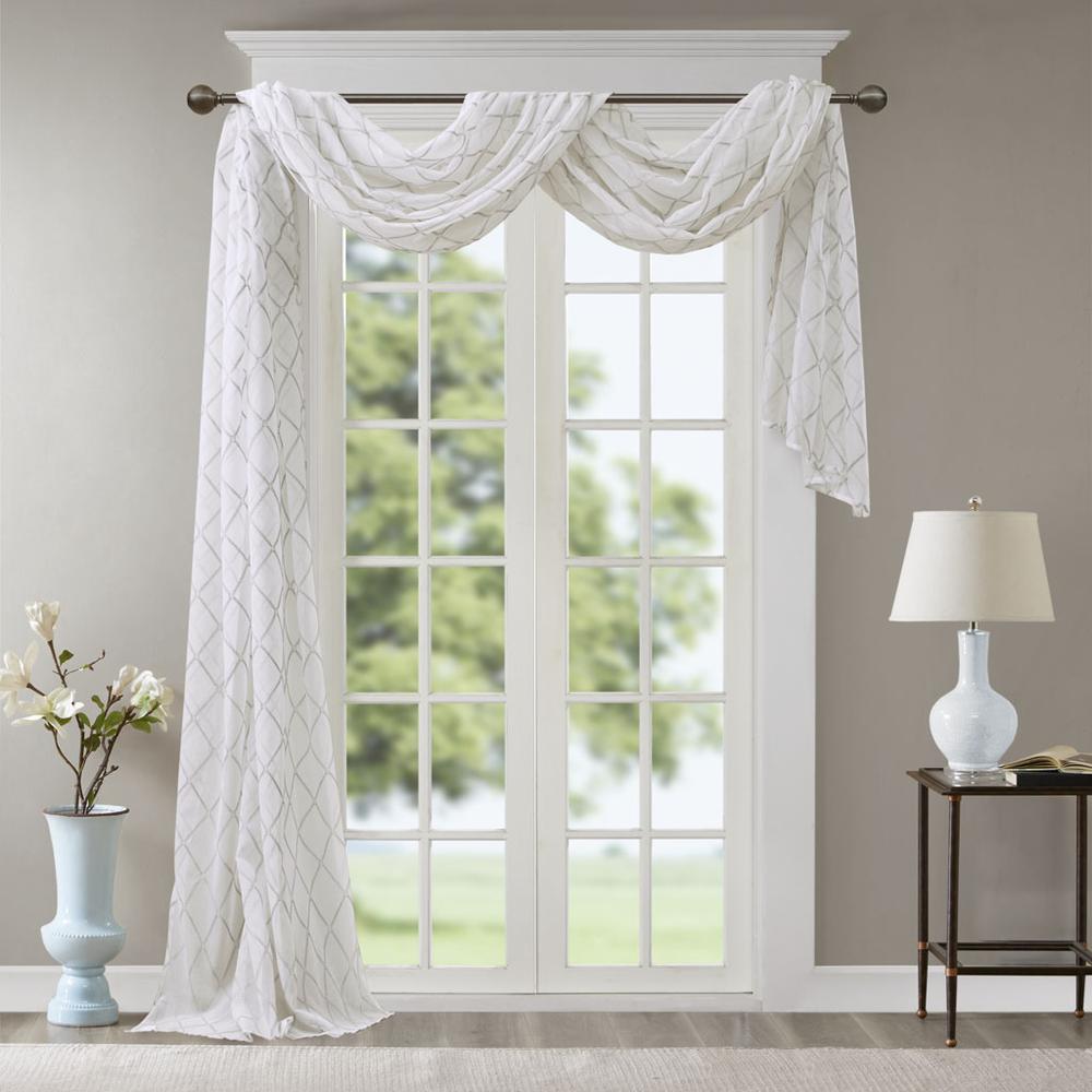 Diamond Sheer Embroidered Window Scarf. Picture 3