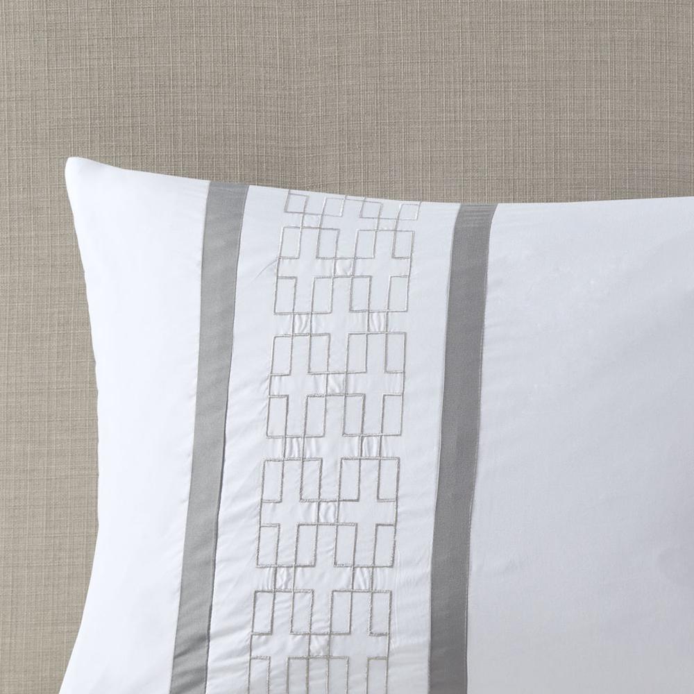 Powell 8 Piece Embroidered Comforter Set, White color. Picture 1