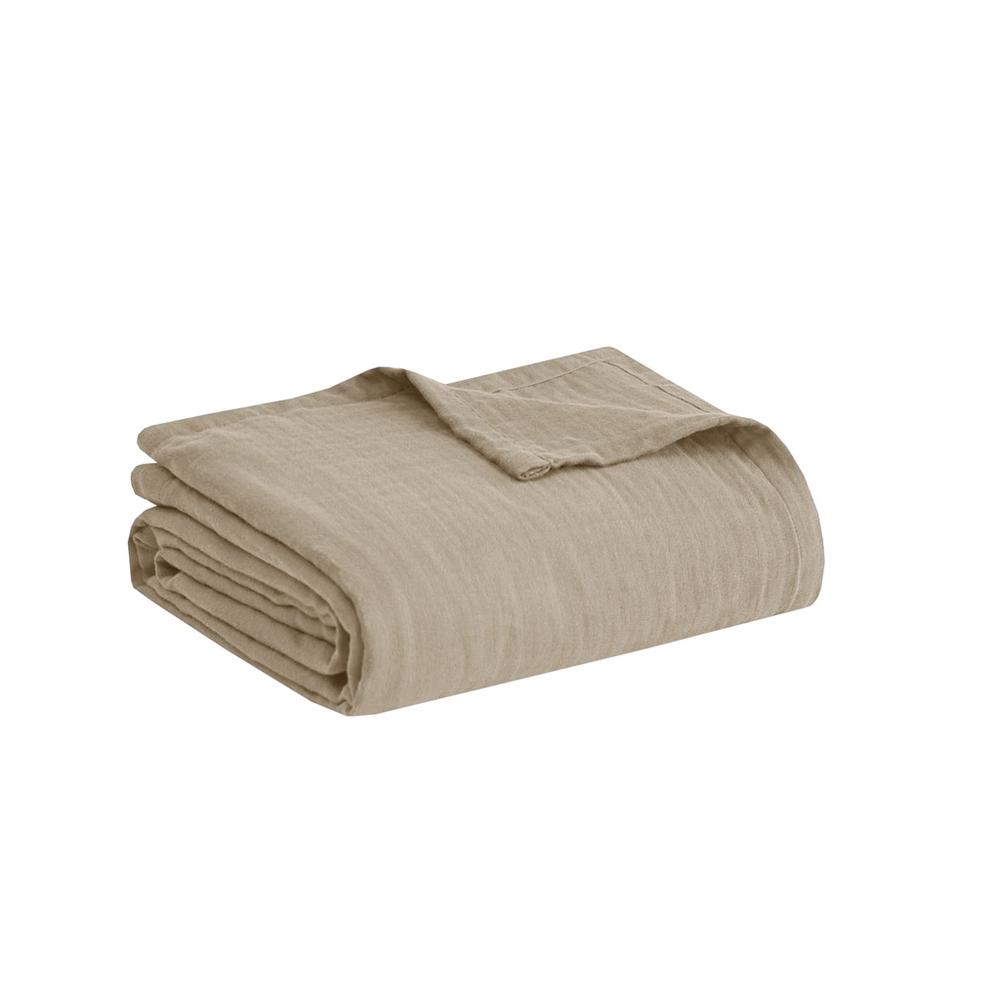 Gauze 100% Cotton Lightweight Blanket, Tan color. Picture 1
