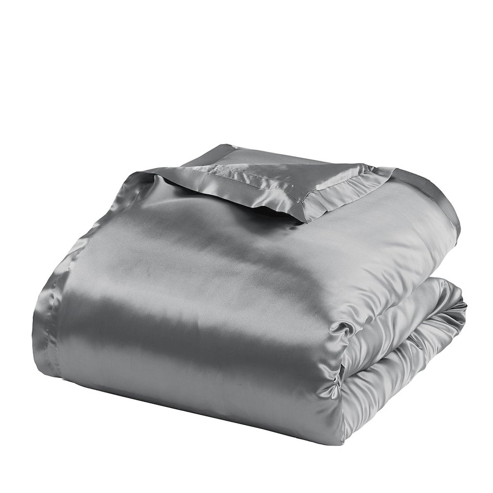 Satin Luxury Comforter Set in Grey Color. Picture 2