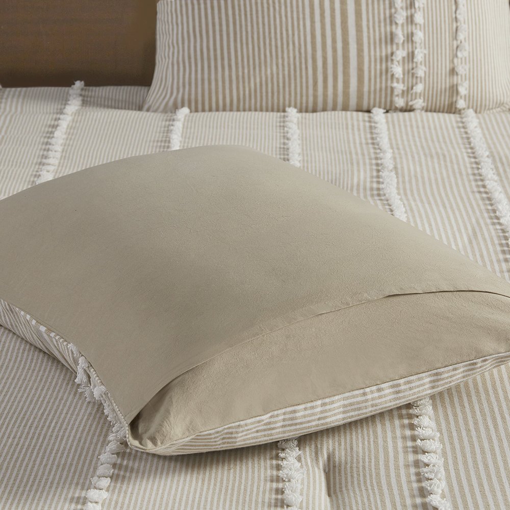 3 Piece Cotton Yarn Dyed Comforter Set. Picture 1