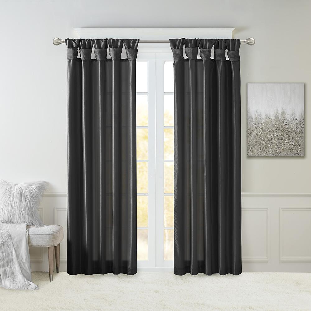 Twist Tab Lined Window Curtain Panel. Picture 1