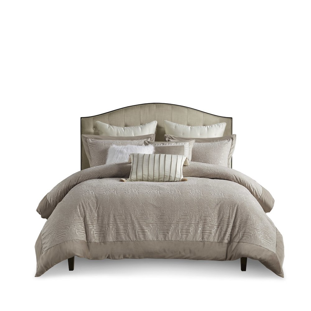 Oversized Velvet Comforter Set with Euro Shams and Throw Pillows. Picture 1