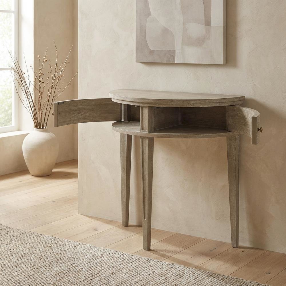 Wooden Storage Console Table with Flat Top and Open Shelf. Picture 2
